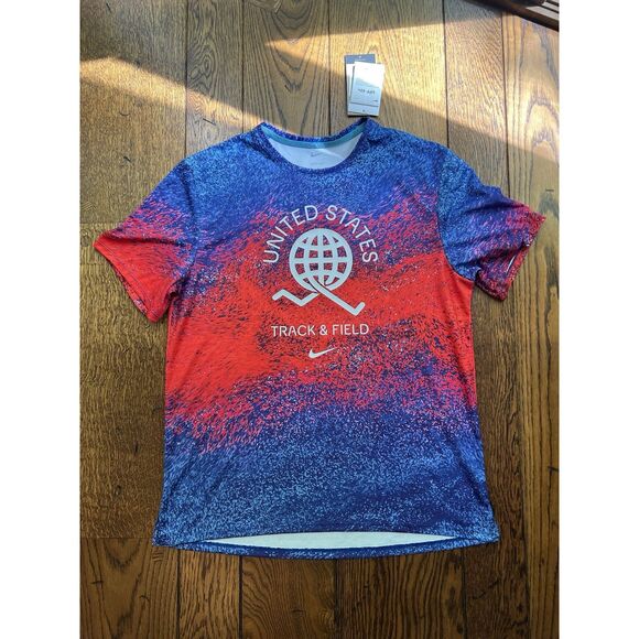Nike Men’s Dri-FIT USA Miler Printed Running T-Shirt FJ3411-635 Size XL NWT - Picture 1 of 5